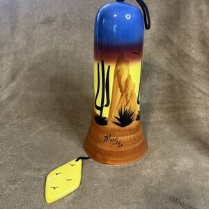 Large Ceramic Southwest Hand Crafted Wind Chime Bell Artist Signed - Mary Jo